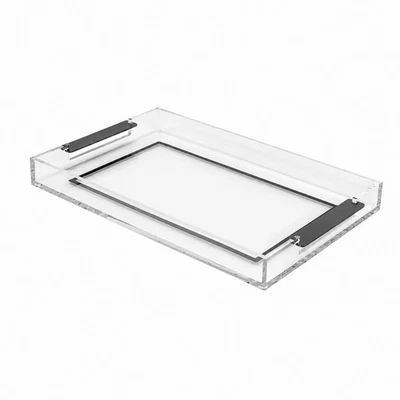 Klares Acryl Tablett mit Griffen transparent für Wohnzimmer, unterhaltsam - Bild 1 von 4