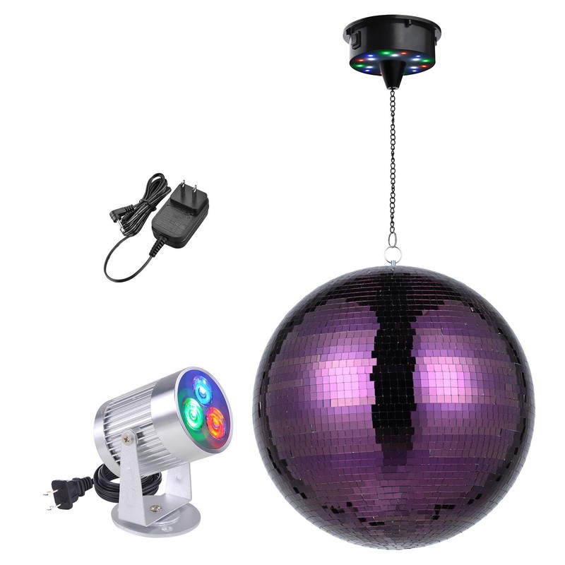 Yescom 16" Large Disco Ball with Motor and Light 6RPM Rotator & Spotlight Purple