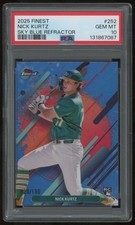 NICK KURTZ 2025 FINEST SKY BLUE REFRACTOR #252 020/150 RC PSA 10