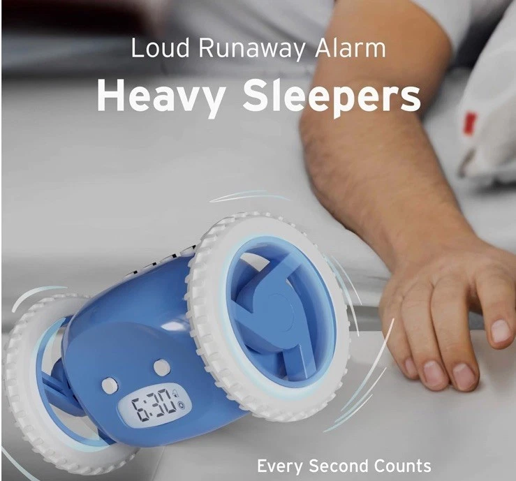 Clocky Alarm Clock on Wheels Rare Clocky Blue Color Runs and Hides - Image 4 of 4