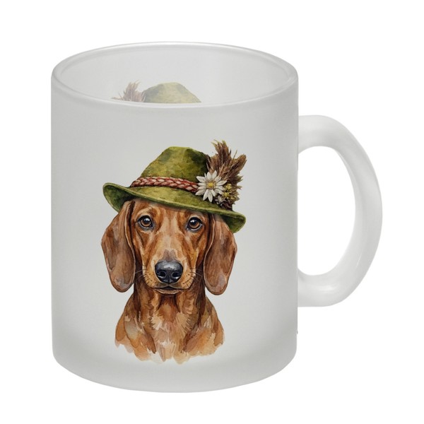 Dackel Mit AlpenläNdischem Trachtenhut Glas Tasse-image