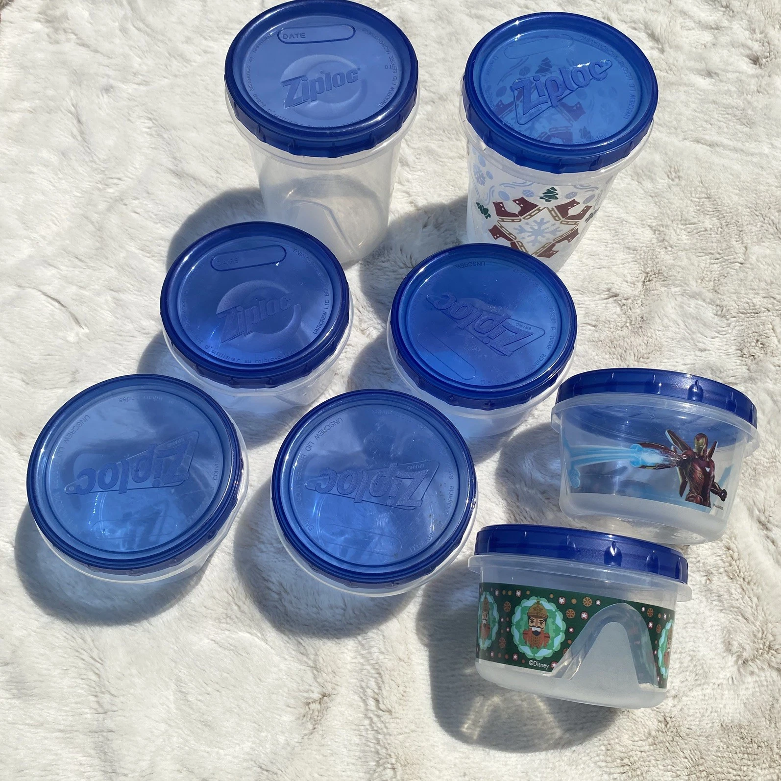 Ziploc Twist n Loc Preowned Round Plastic Storage Containers w/Lids Lot of 8