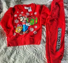 New holiday jogger sets Mario red boys 4 5 6 7 pants sweatshirt