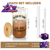 Glas Trinkbecher 500Ml Mit Deckel Und Strohhalm Borosilikat FüR Eiskaffee