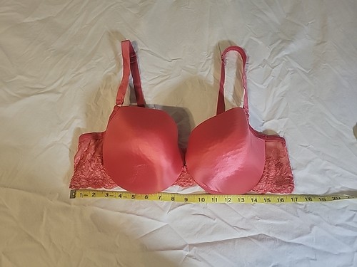 Cacique Lightly Lined Balconette Bra 44C Coral Pink Lace Wired Style DL11070783 - Picture 3 of 11