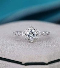 Diamond 2 CT Round Cut Lab Created Halo Engagement Ring 14K White Gold Plated