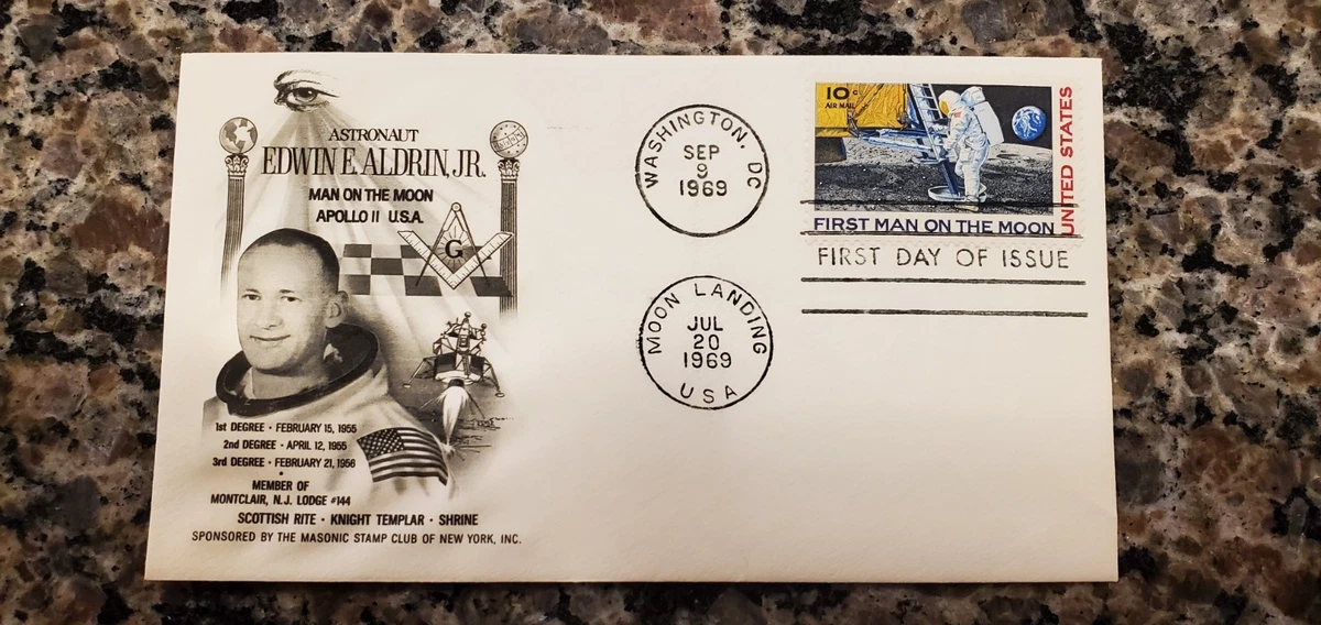 First Man On The Moon Stamp In Apollo Exploration Mission