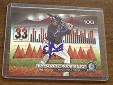 Emmanuel Rodriguez Hand Signed Top 100 Refractor Rookie 2024 Bowman Chrome Card 