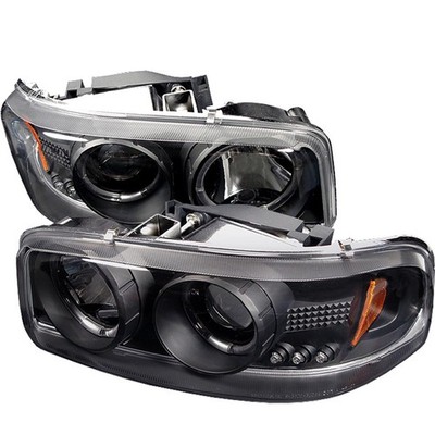 Spyder PRO-YD-CDE00-HL-BK Auto GMC Yukon 00-06 Halo LED Projector Headlights Bla