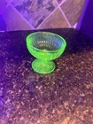 Vintage Uranium Vaseline Green Depression Ribbed Glass Sherbet /champagne Cup