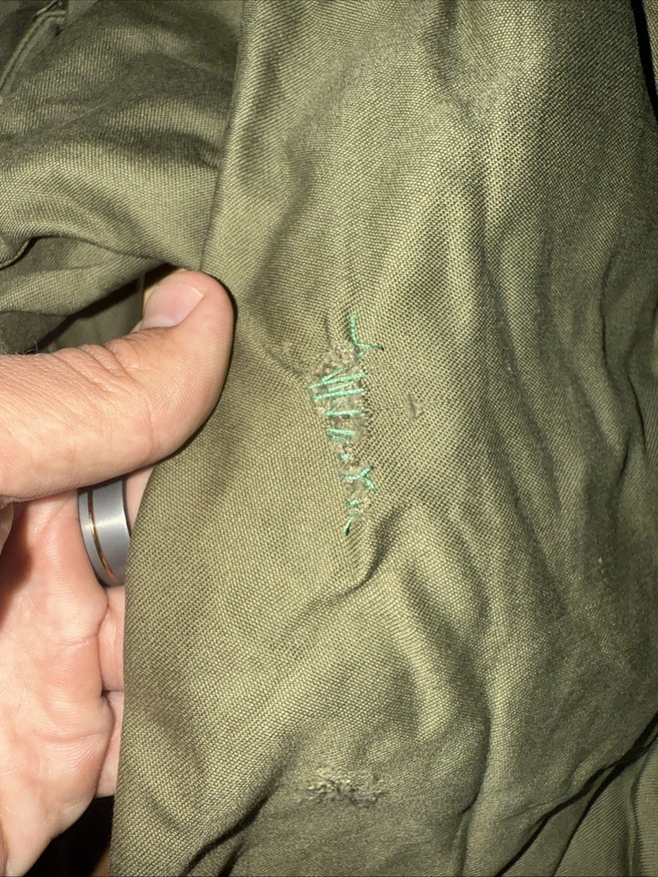 Vintage 1940s M-1943 M43 Field Jacket Coat Size 36L US Army Military Combat Worn - Image 3 of 4