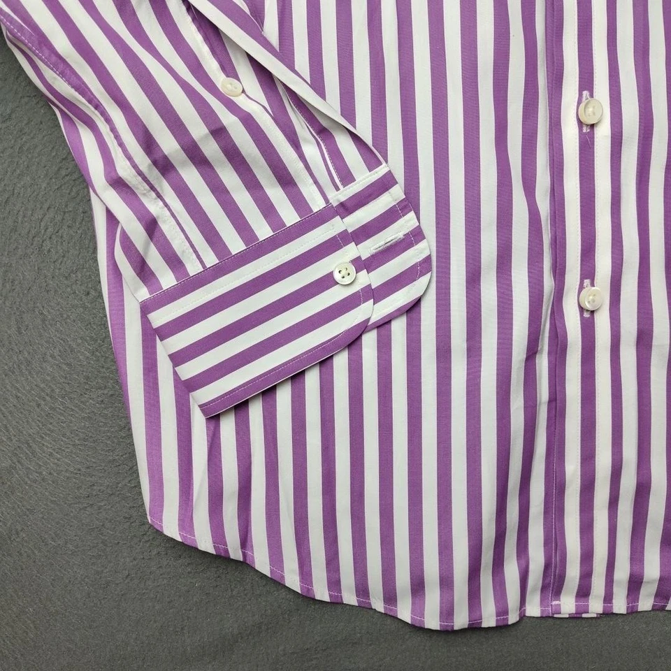 Camisa Ralph Lauren Etiqueta Púrpura Para Hombres Pequeña Púrpura Abotonada Rayas Hecha en Italia Foto 4 de 4