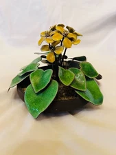 RARE P. Marshall Gilt Bronze Enameled Yellow Flower Sculpture Signed