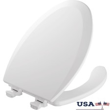 Enameled Wood Elongated Toilet Seat Easy Clean Hinges Stay Tite System