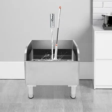 Commercial Stainless Steel Floor Mop Sink - 24" x 16" x 22", 12" Deep Basin