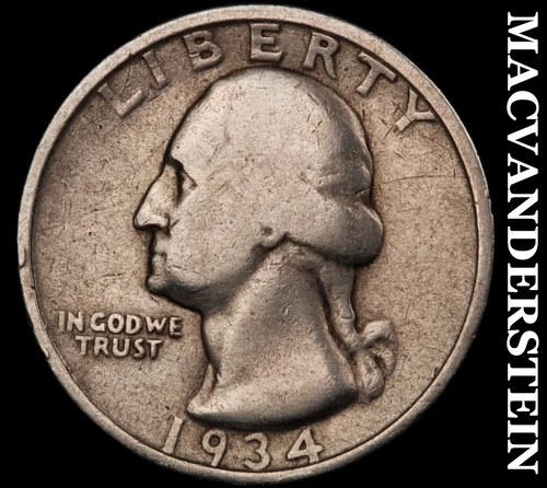 1934 Washington Quarter- Silver- Scarce Better Date No Reserve #J4762