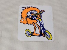 Orange Fuzzy Dude On Scooter Sticker For Old School Bmx