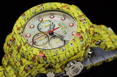 RARE Invicta SPONGE BOB & FRIENDS 52mm Chrono MOP Dial Aqua-Plating Men's Watch