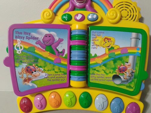 Vintage Barney der Dinosaurier musikalische Kinderreime Klavier Buch Spielzeug FUNKTIONIERT - Bild 6 von 14