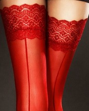Fiore Celia 30DEN Halterlose Naht Strümpfe Schwarz Weiß Rot S-XL Damen Nylons