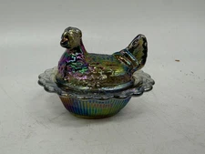 Mini Chick Salt Cellar - Titanium Carnival - Mosser Glass, USA