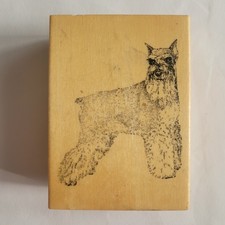Vintage 2000 Rubber Stamp Schnauzer Dog Realistic Mounted