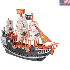 10-Inch Pirate Boat Toy in Red or Black - Perfect Gift for Young Adventurers