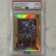 2022 Panini Donruss Optic Gold Downtown /10 Roger Staubach PSA 10