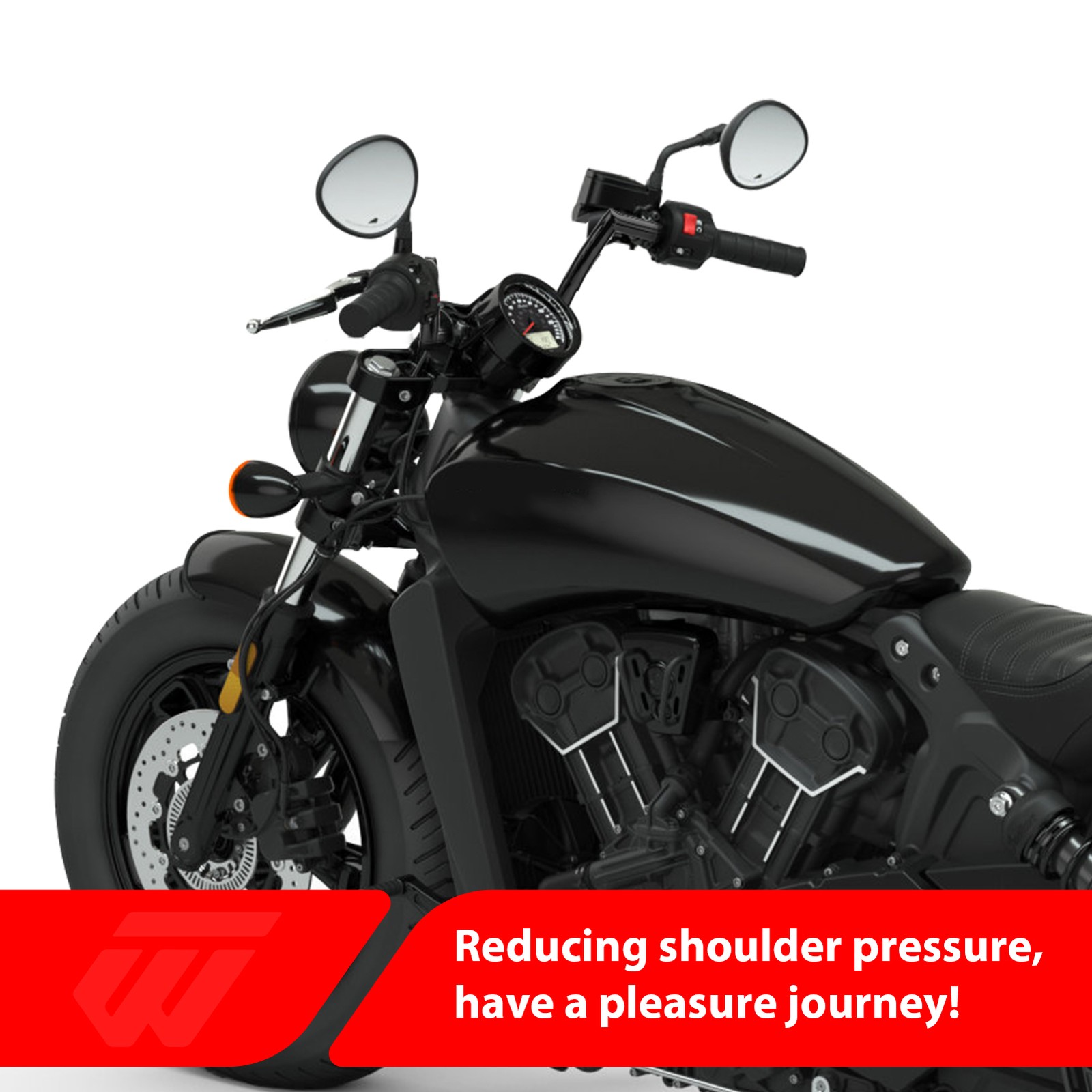 12" Rise  For Indian Scout Bobber Twenty Sixty Gloss Black Ape Hanger Handlebar