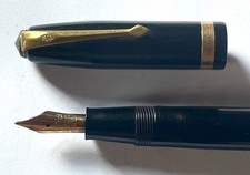 14ct gold nib Vintage Conway Stewart No. 84 Black Fine Firm Fountain Pen, GT