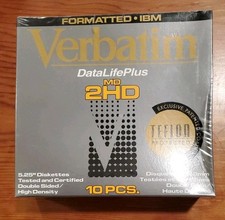  New Sealed Verbatim Datalife Plus 10 2HD Floppy Disks MD2-D IBM Teflon Coated