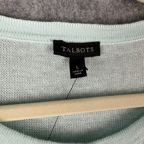 Talbots Women's L 100% Linen Cardigan Sweater Button Down Long Sleeve Coastal - Picture 4 of 9