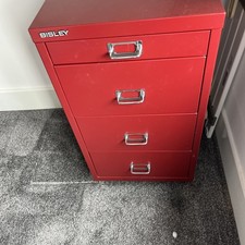 Bisley Metal Red 5 Drawers Filing Cabinet