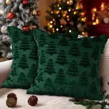 Lanpn Christmas 12x12 Throw Pillow Covers Set of 12 x 12 (Pack 2), Green