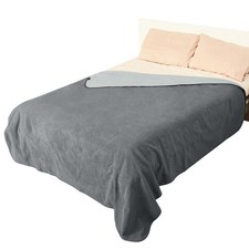 Catalonia Waterproof Blanket for Bed 80x90 inch, Light Gray/Dark Gray