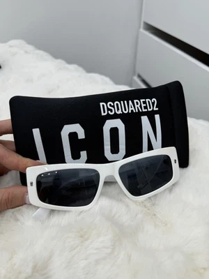 DSQUARED2 ICON Herren Sonnenbrille rechteckig weiß mit Etui - Bild 1 von 4