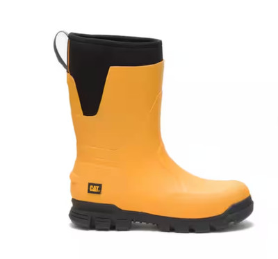 Men's Size US 12 CAT Yellow Rubber Stormers 11 in. Waterproof Work Boots NWOB