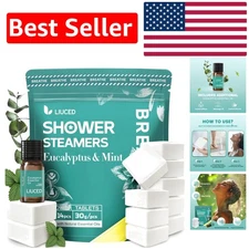 Gift-Ready Eucalyptus Shower Steamers: 14 Aromatherapy Bombs & 5ml Essential Oil