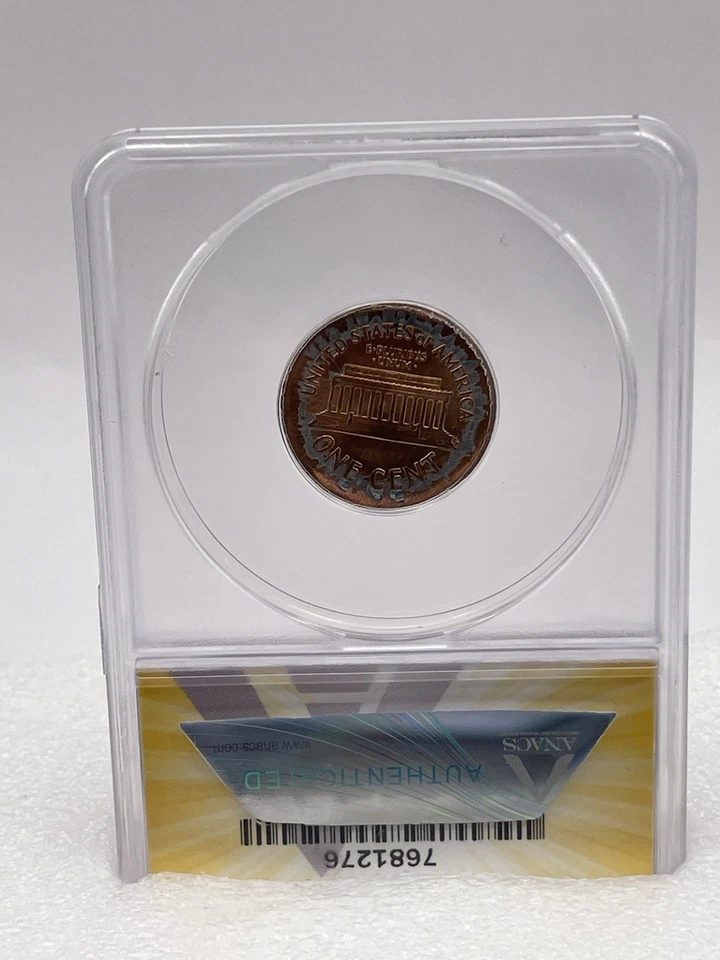 Mint Error 1991 Lincoln Memorial Cent ANACS Certified MS 63- Broadstruck Indent  - Image 2 of 4