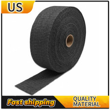 2 50ft Roll Fiberglass Exhaust Wrap Header Pipe Heat Tape Black 10 Ties