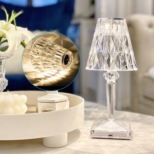 Led Touching Control Acrylic Crystal Lamp Bedside Night Light USB Rechargeable - Picture 3 of 12