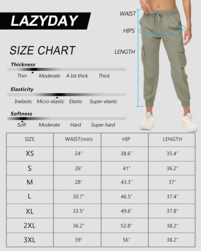 Women's Cargo Hiking Pants Quick Dry Lightweight Elastic Waist Button Pockets... - Picture 6 of 6