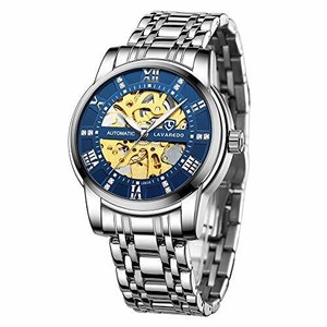 Montre Homme, Noir Mécanique Squelette Remontoir Automatique Acier Inoxydable Et