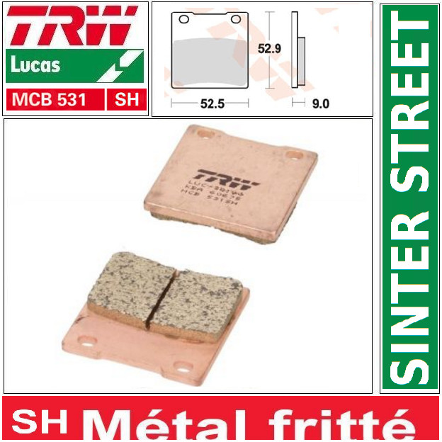 Plaquettes de frein Sinter TRW MCB531SH de haute performance pour Kawasaki ZX750L