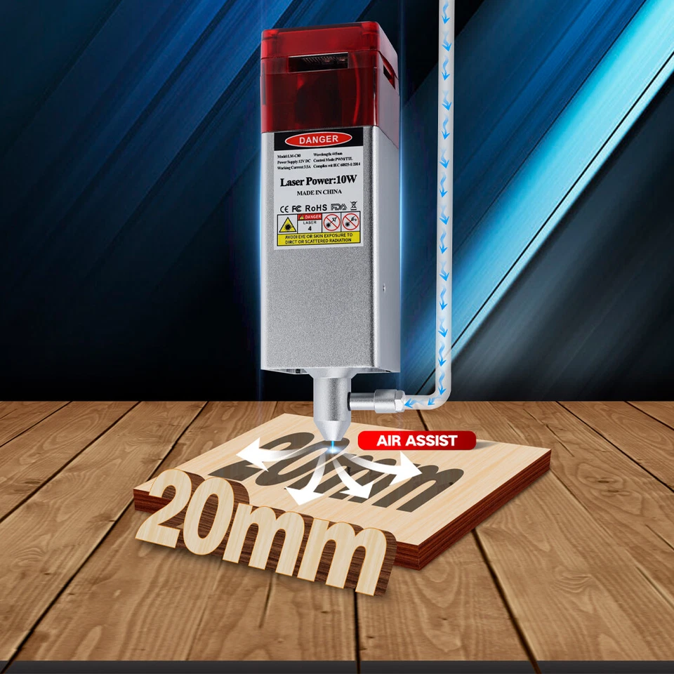 80W Laser Module With Air Assist Nozzle for CNC 3018 Laser Engraving Machine - image 3 of 4