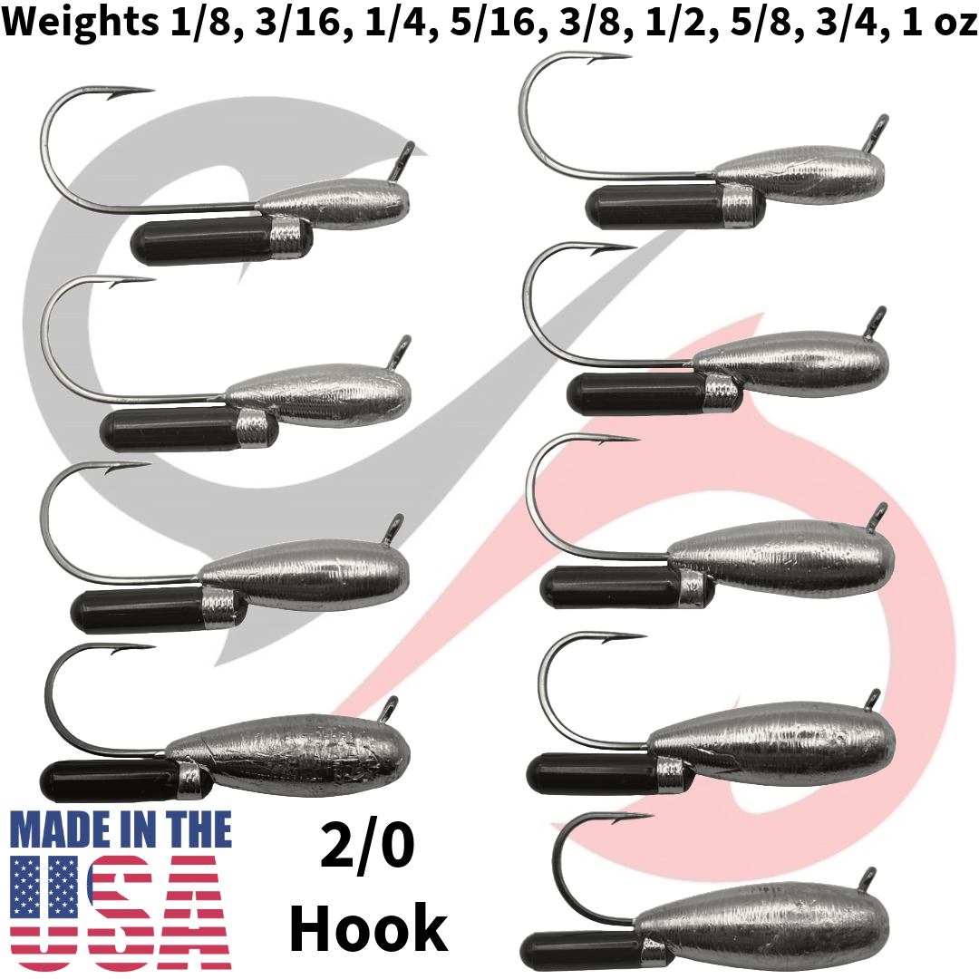 RATTLING TUBE JIG HEADS MADE WITH 2/0 BLACK NICKEL MUSTAD HOOKS! Select Weight eBay