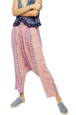 XS Free People Haley Harem Lounge Pants Boho Print Comfortable Bottoms XS BNWT