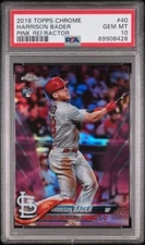HARRISON BADER 2018 Topps Chrome PINK REFRACTOR #40 PSA 10 GEM MT RC