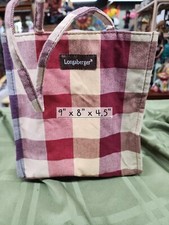 longaberger plaid small tote bag Lined Inside With Tags