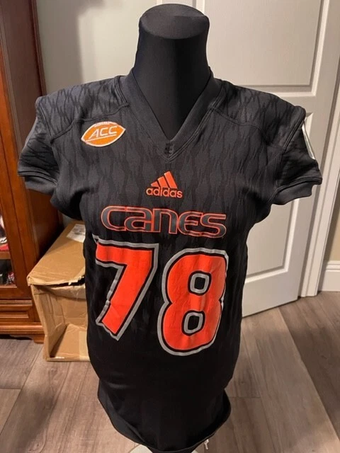 MIAMI HURRICANES GAME USED BLACK OUT JERSEY 2015 ADIDAS #78 XXL ACC CANES